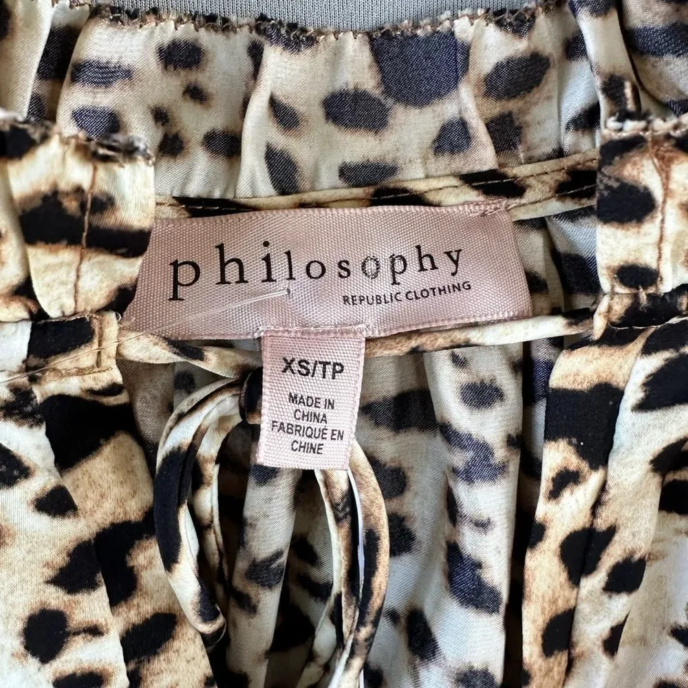 🎉5 for $45🎉 NWT Philosophy top blouse shirt size XS animal print - Picture 6 of 11
